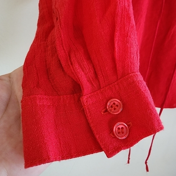 2/$20 California Grown Plus Red Vintage Collared Blouse 2X - Picture 6 of 8